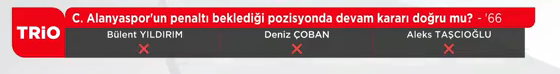 Yayın bandı: C. Alanyaspor'un penaltı beklediği pozisyonda devam kararı doğru mu? - '66 |